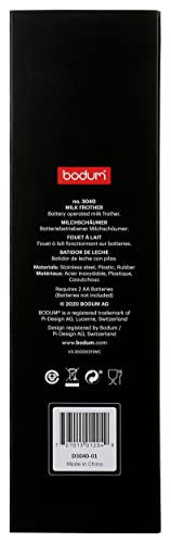 Bodum Schiuma Battery Operated Milk Frother for Coffee, Lattes, Hot Chocolate, Mocha, Cappuccino, Black