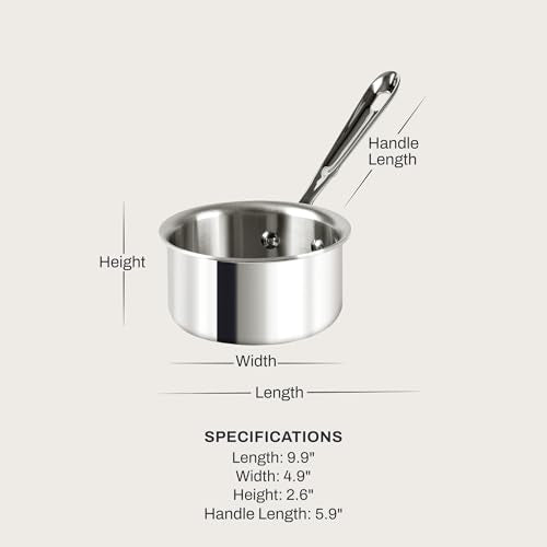 All-Clad D3® Stainless Steel 0.5 Quart Butter Warmer Saucepan- Made in the USA- The Original Bonded Professional Cookware- Oven Safe & Induction Compatible