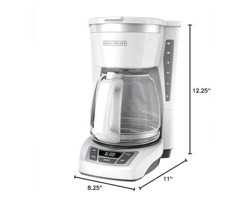 BLACK+DECKER CM1160W-1 CM1160W 12-Cup Programmable Coffeemaker, White/Stainless Steel