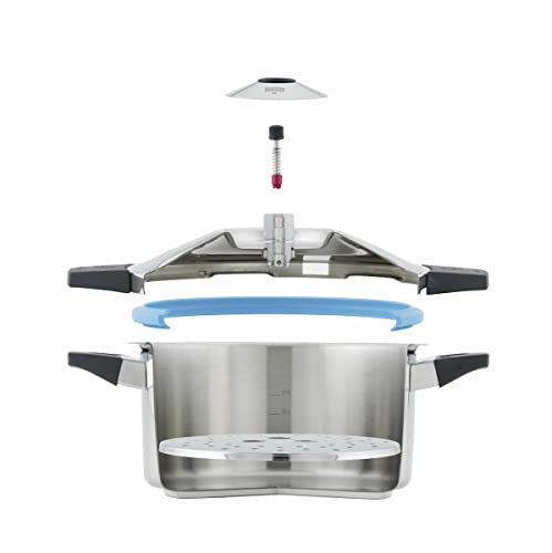 Kuhn Rikon DUROMATIC® Pressure Cooker 11” 8.45 qt family of 6 wide base for better braising, Stainless