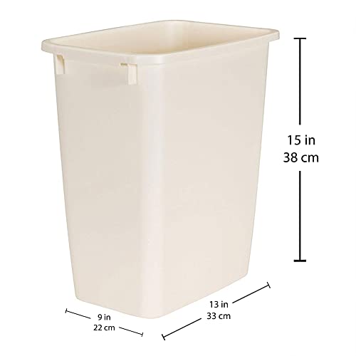 Rubbermaid 21 Quart Traditional Kitchen Bathroom and Office Rectangular Plastic Open Wastebasket Trash Can Bisque