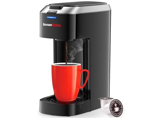 Bonsenkitchen Single Serve Coffee Maker K Cup Pod with 6-14oz Brew Size- 3 Min Fast Brewing Machine with Strength