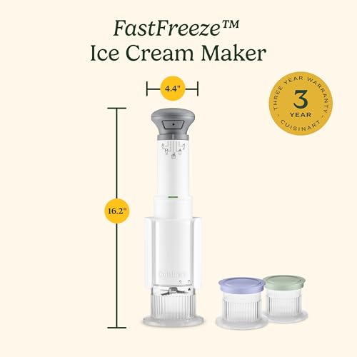 Cuisinart Ice Cream Maker – Cuisinart FastFreeze 5-in-1 Ice Cream, Milkshakes, Slushies, Sorbets and Mix-Ins, Freeze Wand, Two 0.5-Pint Mixing Cups with Lids, Easy to Clean, ICE-FD10