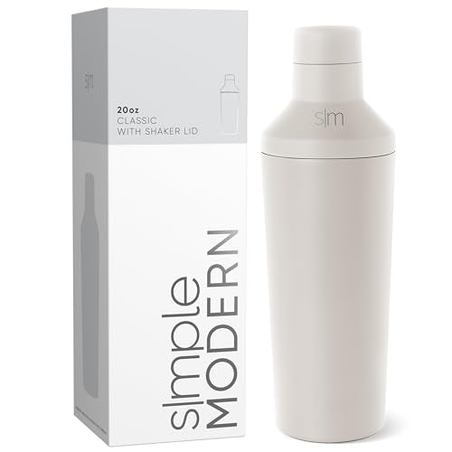 Simple Modern Cocktail Shaker Set with Jigger Lid | Stainless Steel Boston Shaker Insulated Martini Mixer for Mocktails | Gifts for Men Women Him Her | Classic Collection | 20oz | Almond Birch