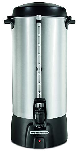 Proctor Silex Commercial 45100R Brushed Aluminum Coffee Urn, 100 Cup Capacity, Fast Brewing, One-Hand Dispensing, Dual Heaters, Commercially Rated, NSF Listed