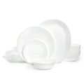 Corelle Vitrelle 38-Piece Service for 12 Dinnerware Set, Triple Layer Glass and Chip Resistant, Lightweight Round Plates and Bowls Set, Winter Frost White