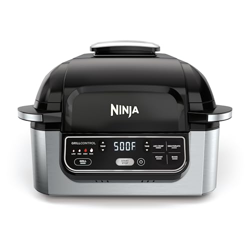 Ninja Foodi Indoor Grill & Air Fryer, 5-in-1 Grill, Air Fry, Roast, Bake, & Dehydrate, Cyclonic Grilling Technology, XL