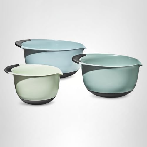 OXO Good Grips 3-Piece Plastic Mixing Bowl Set - Cadet Blue, Tower Gray, Jade, Small, Medium, Large