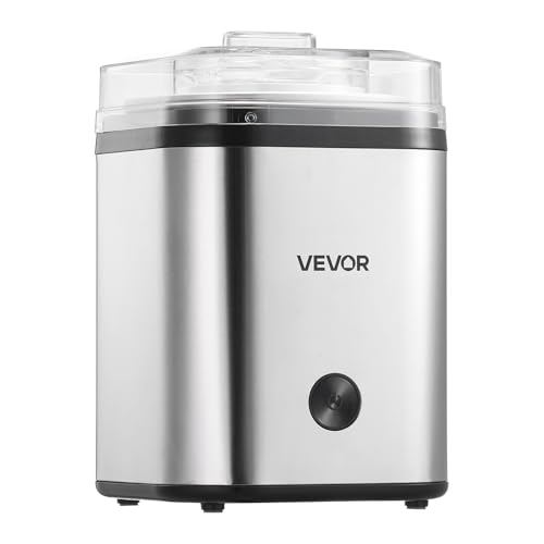 VEVOR Ice Cream Maker, 2.11 Qt. Large Capacity, Electric Automatic Ice-Cream Machine, with Easy Operation & Cleaning, Stainless Steel Shell, for Homemade Frozen Yogurt, Fruit Sorbet, Gelato, Silver