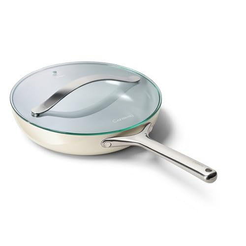 Caraway Nonstick Ceramic Frying Pan With Glass Lid (2.7 qt, 10.5"), Non Toxic, PTFE & PFOA