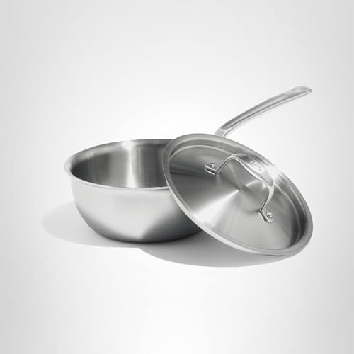 Made In Cookware - 2 Quart Stainless Steel Saucier Pan - 5 Ply Stainless Clad - Professional Cookware - Crafted in Italy - Induction Compatible