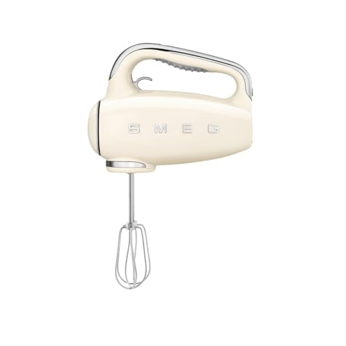 SMEG HMF01 9-Speed Retro Hand Mixer – 220W Motor, Smooth Start, Turbo Function, LED Timer Display, Stainless Steel Whisks, Beaters & Dough Hooks, Premium Die-Cast Aluminum Body
