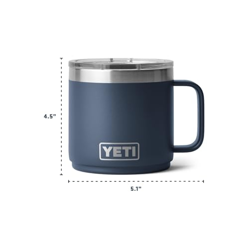 YETI Rambler 14 oz Ceramic Lined Stackable Mug, Vacuum Insulated, Stainless Steel with MagSlider Lid, Cape Taupe