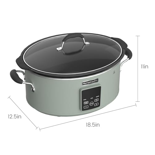 HOMECOOKIN Slow Cooker, Extra Large 10 Quart Programmable Slow Cookers with Timer, Dishwasher Safe Glass Lid & Crock, Kitchen Appliance for Families and Gatherings, Olive