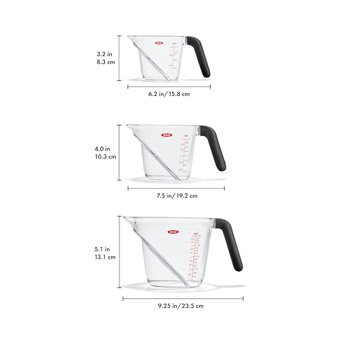 OXO Good Grips Angled Measuring Cups with Markings, Multi Size 3-Piece Set
