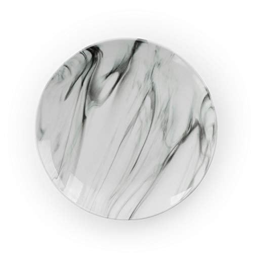Elama Fine Marble 16 Piece Stoneware Dinnerware Set in Black and White