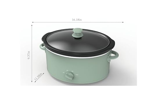6 Quart Slow Cooker in Sage Green with 3 Temperature Settings