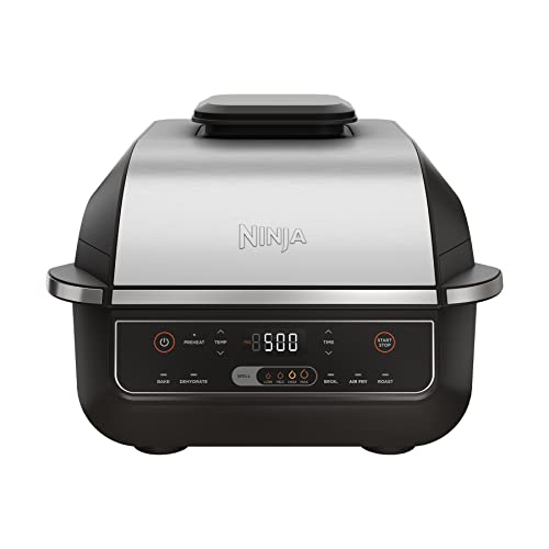 Ninja (Refurbished) EG201 Foodi 6-in-1 Indoor Grill with Air Fry, Roast, Bake, Broil, & Dehydrate, 2nd