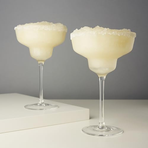Viski Raye Angled Stemmed Margarita Glasses, Premium Crystal Cocktail glasses, Bar Accessories, Perfect Cocktail Gift, Set of 2, 12oz