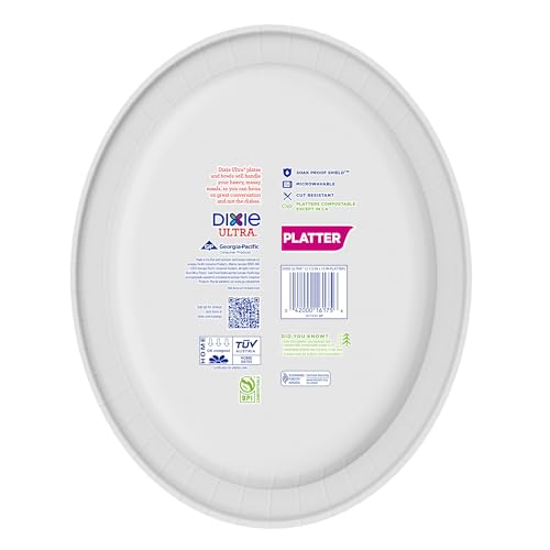 Dixie Ultra Disposable Paper Platters, 10" x 12.5", 25 Count – Durable, Sturdy Design