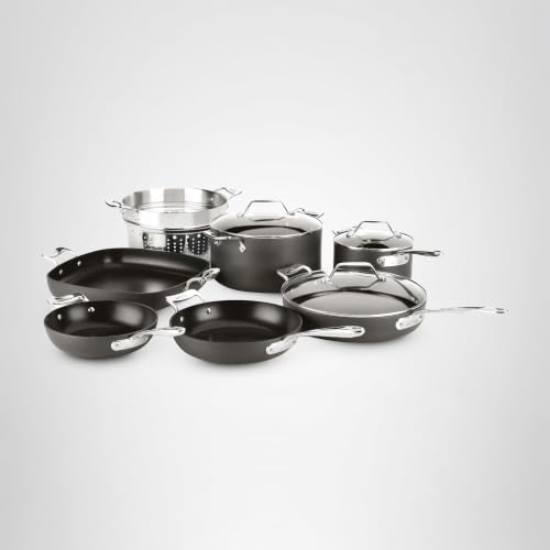 All-Clad Essentials Hard Anodized Nonstick Cookware Set 10 Piece Oven Safe 350F Pots and Pans Black