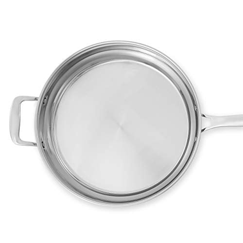 Amazon Basics Stainless Steel Cookware 11-Piece Set, Oven Safe, Induction-Ready, Even Heating, Non Toxic, Stay-Cool Handles, Pots and Pans, All Stovetops, Glass Lids, Silver