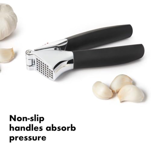 OXO Good Grips Garlic Press, Easy to squeeze & Self Cleaning Tool, Black