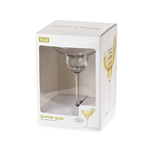 True Grande Gulp Margarita Glass, Giant Stemmed Cocktail Glasses, Perfect for Birthday, Anniversary, Bachelor, Bachelorette, Beach, Outdoor Party, Drinkware, 25 oz (750 ml), Set of 1