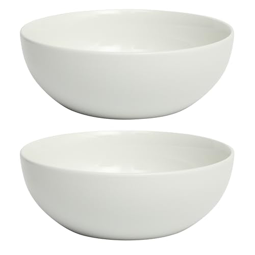 Gibson Home Extra Large Serving Bowls Set of 2-100 oz 10-Inch White Porcelain Salad Bowl Set, Stackable Ceramic Kitchen Bowls, Dishwasher & Microwave Safe