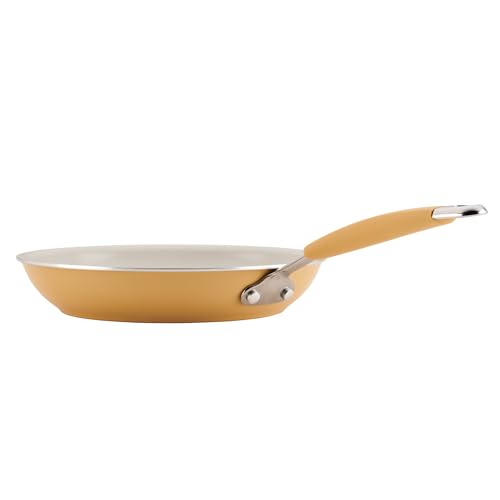 Rachael Ray Cucina Ceramic Nonstick Pots and Pans Set with Saucepans, Frying Pans, Stockpot, Lids, and Pan Protectors, 10 Piece Non Stick Cookware Set, Dishwasher Safe - Turmeric Yellow
