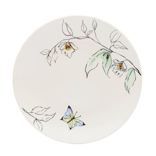 Oneida Dinnerware Set, Botanica 12-Piece Dinnerware Set, Service For 4, Porcelain Material, Dishwasher And Microwave Safe, Bowls, Plates And Bowls, Dinner Dishes, Plates, Home (Green, 12 Piece)