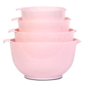 BoxedHome Nesting Plastic Mixing Bowl Set, 4 Piece Mixing Bowl Set with Pour Spouts, Size 1.7, 2.5, 3.5 and 4.5qt, for Prepping, Mixing, Baking, Cooking(2023 New Version, Pink)