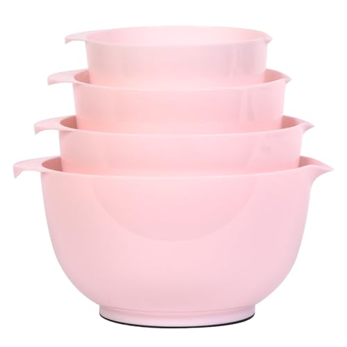 BoxedHome Nesting Plastic Mixing Bowl Set, 4 Piece Mixing Bowl Set with Pour Spouts, Size 1.7, 2.5, 3.5 and 4.5qt