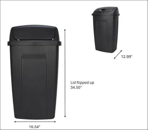 Cukux Black 13-Gallon Plastic Rotating lid Trash can, Waterproof and Odor-Proof, Modern Style, Simple and Elegant, Suitable for Kitchen, Office, Bathroom, Patio, Bedroom, Living Room.