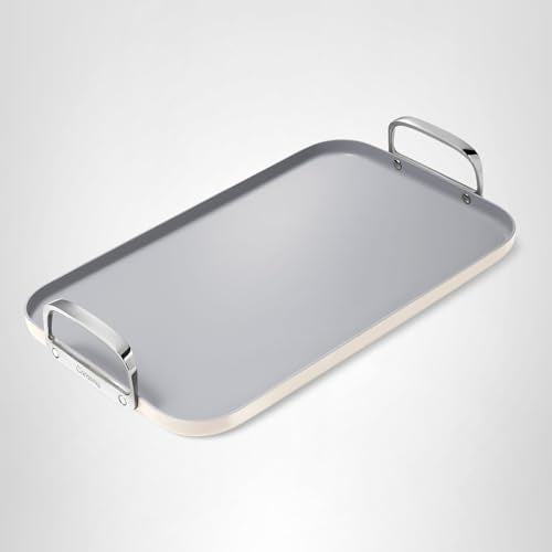 Caraway Double Burner Griddle - 19x12” Griddle Pan - Non-Stick Ceramic Coated - Non Toxic, PTFE & PFOA Free - Oven Safe & Compatible with All Stovetops - Cream