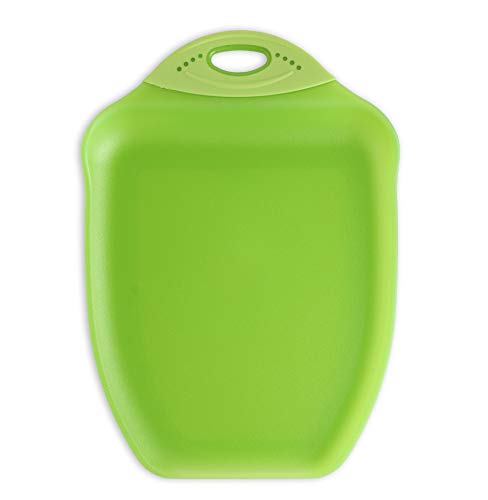 Dexas Chop & Scoop Cutting Board, 9.5 x 13 Inch, Solid Green, BPA-Free Dishwasher Safe Kitchen Prep Board with Handle