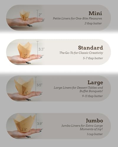 Bake Choice 200pcs Natural Tulip Cupcake Liners for Baking Cups Unbleached European Parchment paper Tulip Muffin Liners, Cupcake Wrapper for Party, Christmas