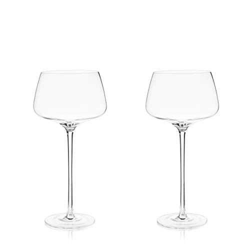 Viski Angled Stemmed Cocktail Glasses for Aperol Spritz, Campari Spritz, Tonic, Classic Cocktails, Elegant Long Stem Crystal Drinking Glasses, Perfect for Party Events & Celebrations, 16 oz, Set of 2