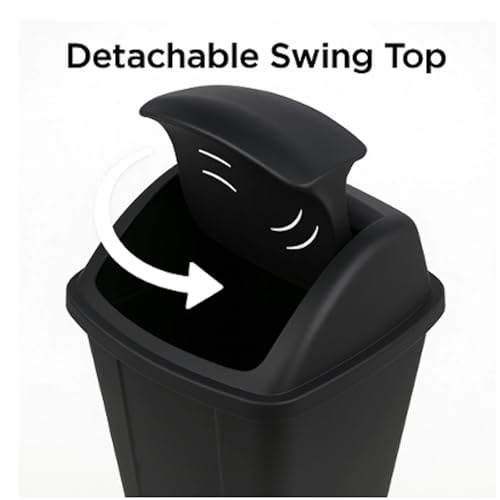Cukux Black 13-Gallon Plastic Rotating lid Trash can, Waterproof and Odor-Proof, Modern Style, Simple and Elegant, Suitable for Kitchen, Office, Bathroom, Patio, Bedroom, Living Room.