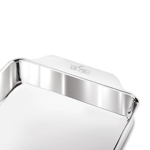 All-Clad Stainless Steel Baking Pans 5-Piece Set-Tri-ply Bonded for Consistent Baking- Includes Square and Rectangular Baking Pans, Baking Sheets, & Cooling Rack- Professional Stainless Steel Bakeware