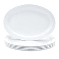 Amazon Basics Melamine Oval Serving Platter for Restaurants and Home, Dishwasher Safe, BPA Free, Break and Crack Resistant, Narrow Rim, 13" x 9.75", White, 6-Piece Set
