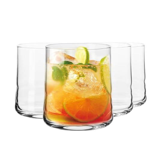 Krosno Whiskey Tumbler Glasses, Set of 4 , 10.5 oz , For Scotch, Bourbon, Liquor and Cocktail Drinks and Juice, Made in Europe