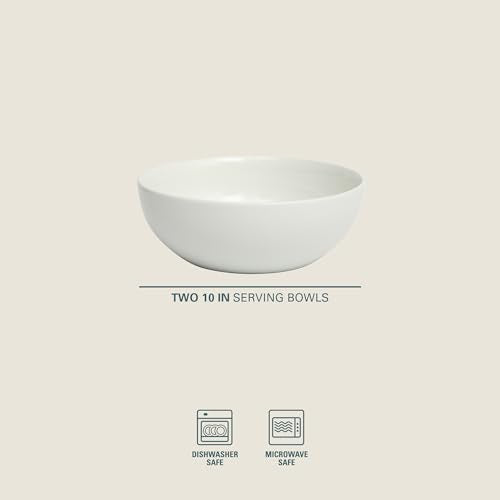 Gibson Home Extra Large Serving Bowls Set of 2-100 oz 10-Inch White Porcelain Salad Bowl Set, Stackable Ceramic Kitchen Bowls, Dishwasher & Microwave Safe