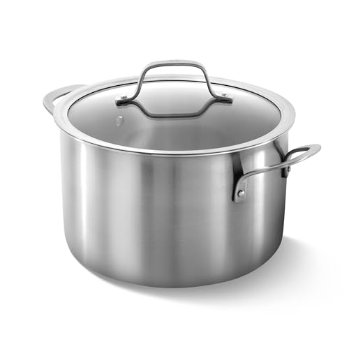 Calphalon Brushed 3-Ply Stainless Steel Cookware Set w/Turbo Heat Tech 6Qt Stock Pot with Lid, Induction, Oven Safe