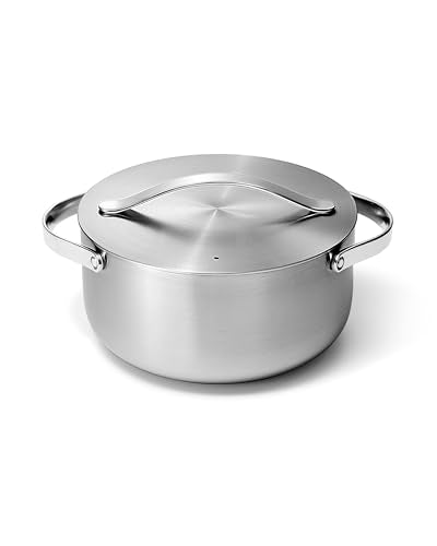 Caraway Stainless Steel Dutch Oven (6.5 Qt), 5-Ply Stainless Steel, Oven Safe & Stovetop Agnostic, Non