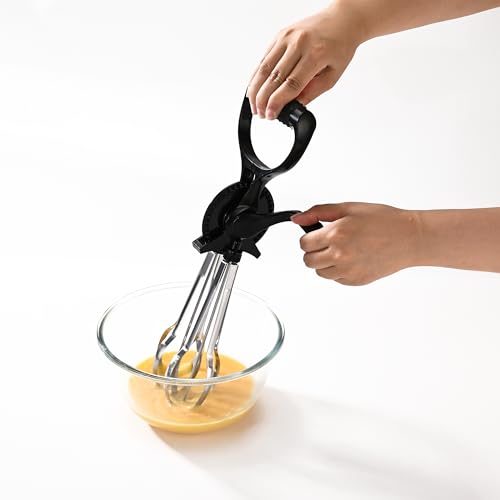 Fox Run Stainless Steel Manual Hand Mixer, Black Retro Style Egg Beater