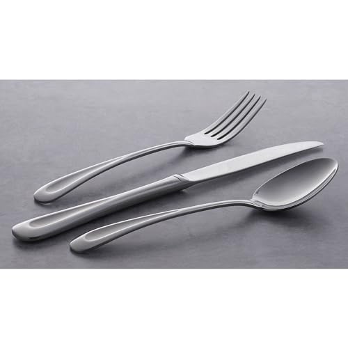 Oneida Silverware Set For 8, Satin Sand Dune 45-Piece Everyday Flatware Set with Serving Utensils, Service For 8, 18/0 Stainless Steel Silverware, Knives Spoons and Forks (Silver, 45 Piece)