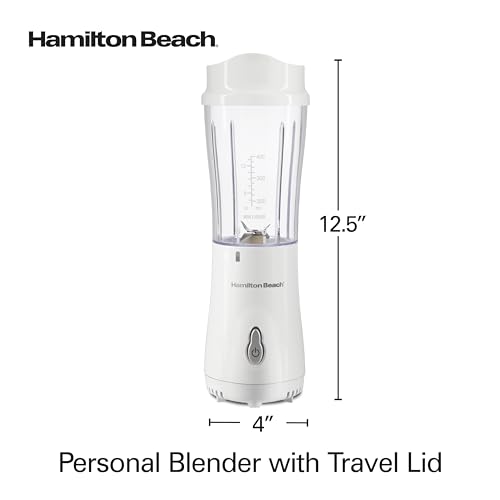 Hamilton Beach Portable Blender for Shakes and Smoothies, 14 Oz BPA Free Travel Cup & Lid, Durable Stainless Steel Blades, Personal Smoothie Blender, White ( 51101V)