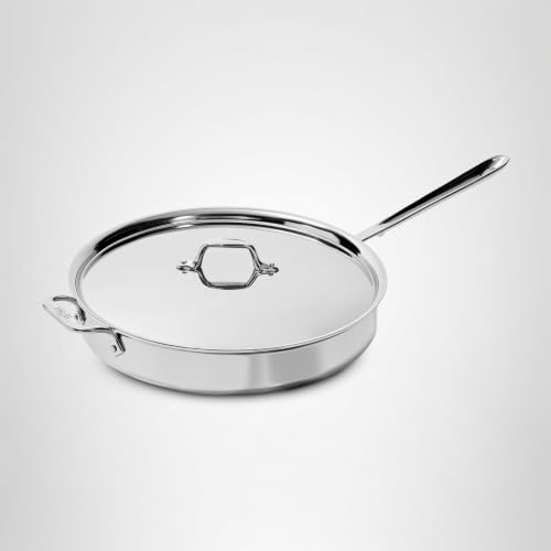 All-Clad D3® Stainless Steel 6 Quart Saute Pan Covered- Made in the USA- The Original Bonded Professional Cookware- Oven Safe & Induction Compatible