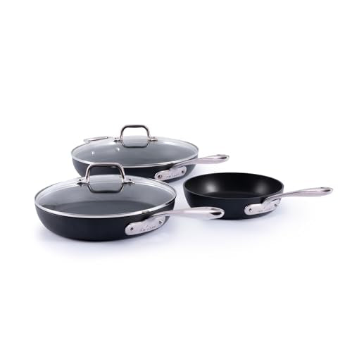 All-Clad HA1 Expert Hard Anodized NonstickFrying Pans Skillets Set with Lids (8", 10" & 12")